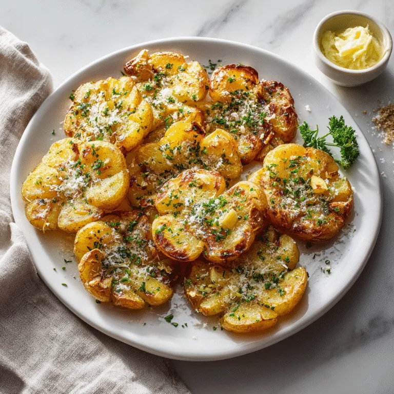 Roasted Garlic Butter Smashed Potatoes