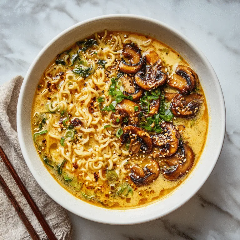 30-Minute Creamy Sesame Miso Ramen with Crispy Mushrooms