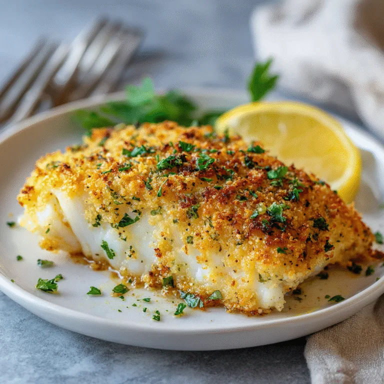 Parmesan Garlic Butter Crusted Halibut
