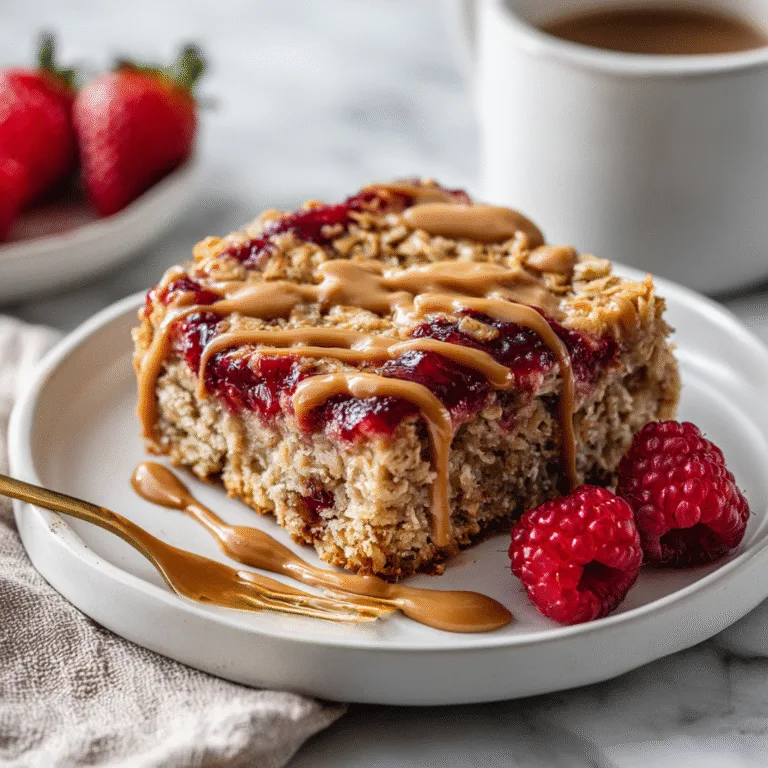 Peanut Butter and Jelly Oatmeal Bake