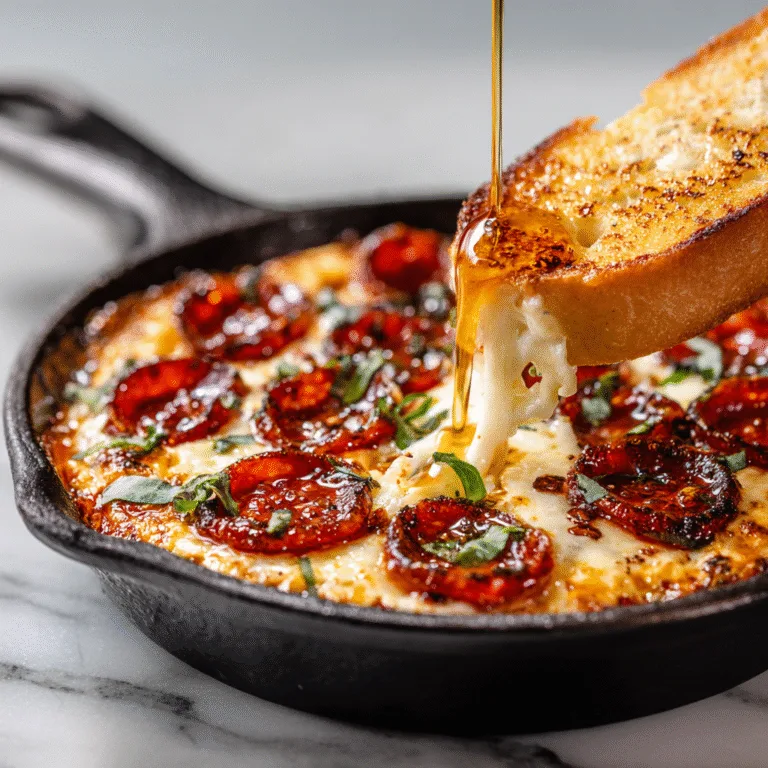 Hot Honey & Basil Pepperoni Pizza Dip