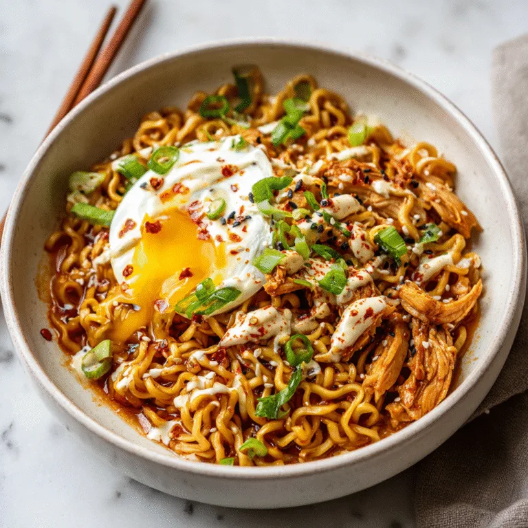 Fiery Chicken Ramen with Creamy Garlic Sauce