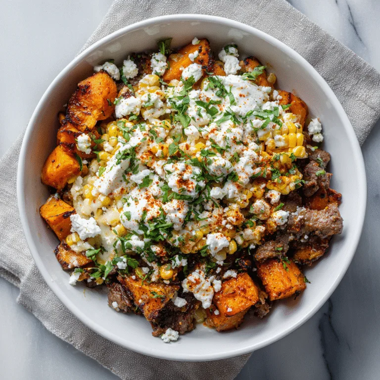 Street Corn Beef and Sweet Potato Bowls