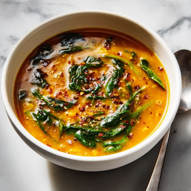 Smoky Red Lentil Soup with Spinach – Cozy, Nourishing & Deeply Flavorful
