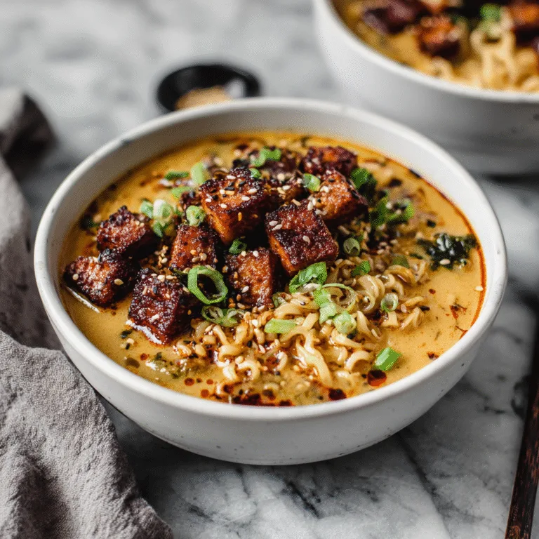 Miso Peanut Ramen Bowls with Crispy Tofu – Creamy, Nutty & Comforting