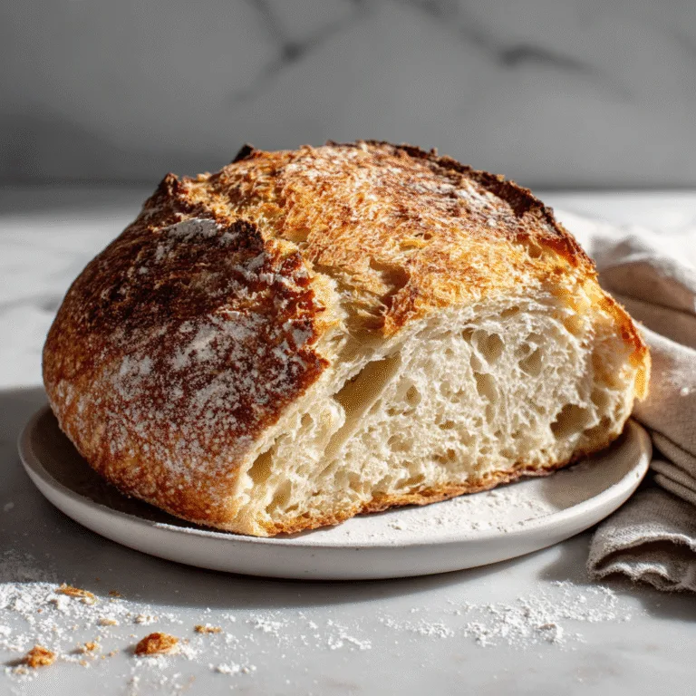 Easy Homemade Artisan Bread (No Kneading Required) – Rustic, Crusty & Foolproof
