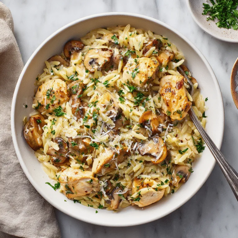 One Pot Chicken and Mushroom Orzo – Creamy, Cozy & Effortlessly Delicious