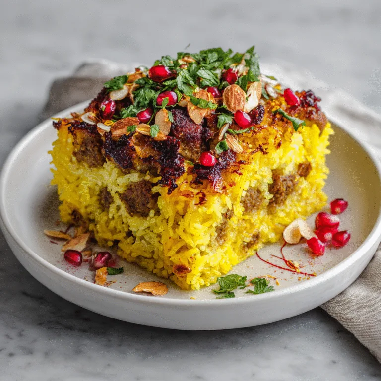 Golden Saffron Rice Bake with Spiced Meat – A Fragrant Comfort Dish