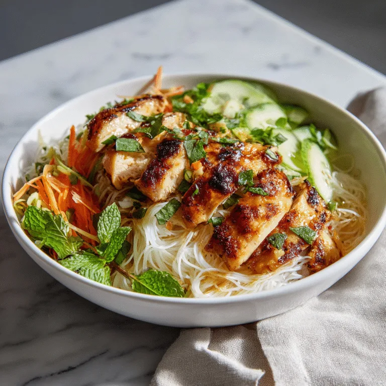 Vietnamese Noodles with Lemongrass Chicken (Bún Gà Nướng)