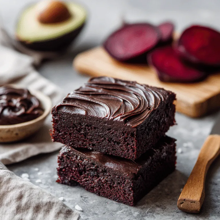Fudgy Vegan Beetroot Brownies with Chocolate Avocado Frosting