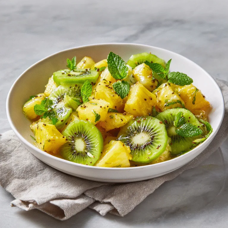 Pineapple Kiwi Salad with Honey Lime Dressing