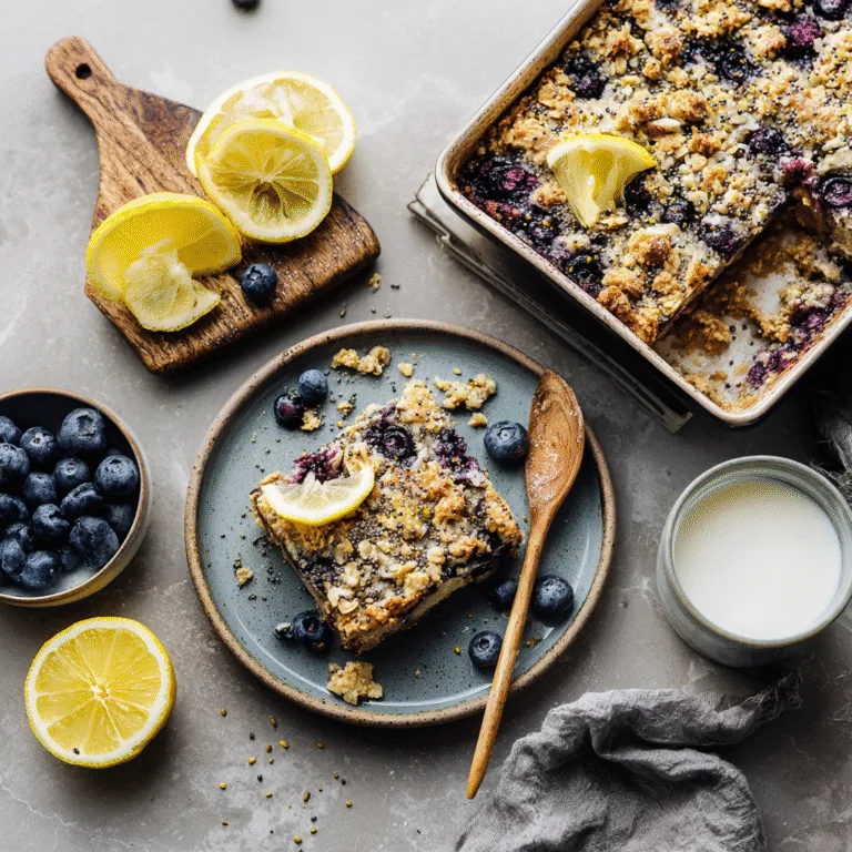 Lemon Poppy Seed Blueberry Baked Oatmeal
