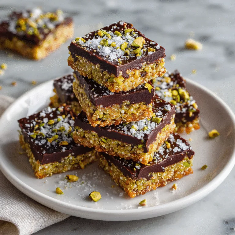 Salted Dark Chocolate Pistachio Quinoa Crunch Bars