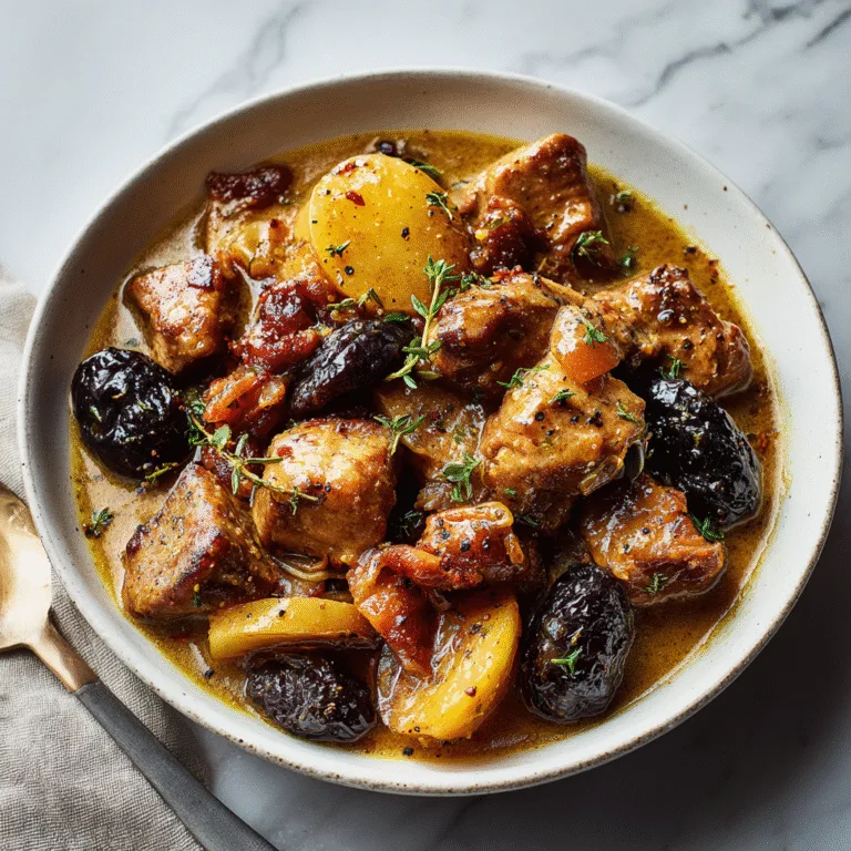 Pork Stew with Bacon, Apples, and Prunes