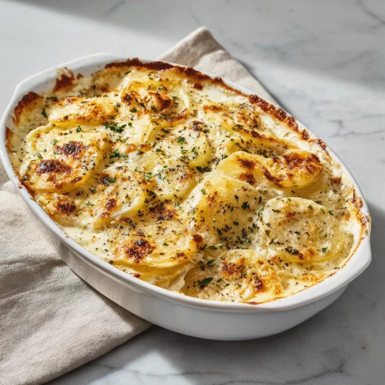 Garlic Scalloped Potatoes with Greek Yogurt (Creamy & Lighter)