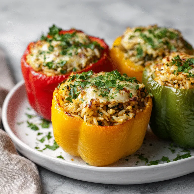 Easy Vegetarian Stuffed Bell Peppers with Rice