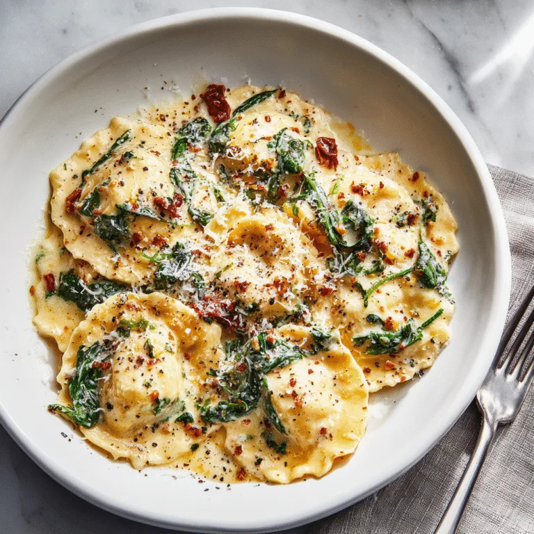 Easy Weeknight Creamy Tuscan Ravioli (Rich, Cozy & Ready in 30 Minutes)