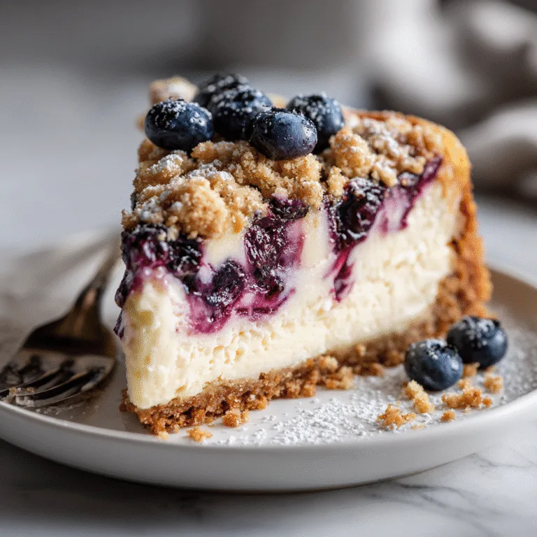 Blueberry Crumble Cheesecake (Creamy, Buttery & Irresistibly Fruity)