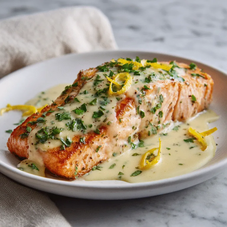 Baked Salmon with Lemon Butter Cream Sauce