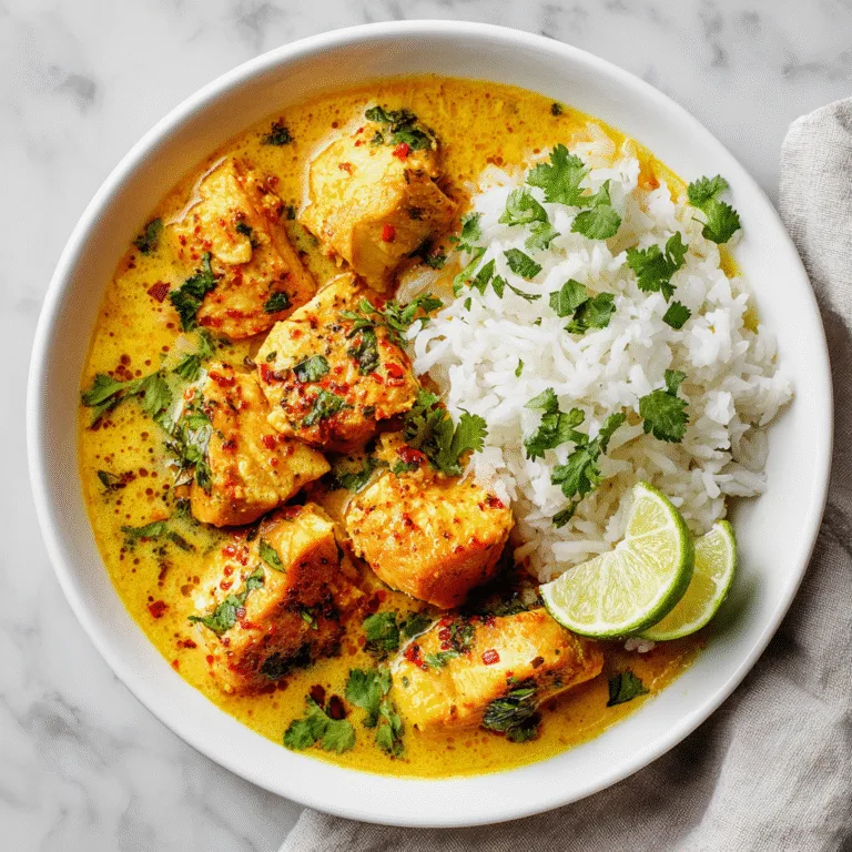 Coconut Lime Fish Curry with Jasmine Rice