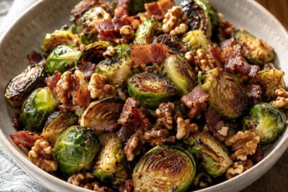 Balsamic Glazed Brussels Sprouts with Bacon and Walnuts