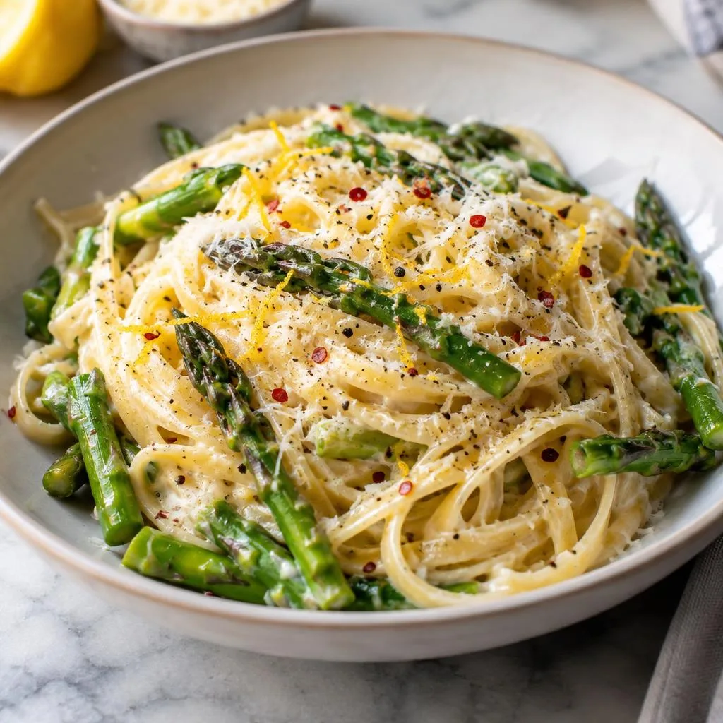 Bright Lemon Ricotta Pasta with Asparagus and Parmesan