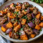 Sheet Pan Honey Glazed Sausage and Sweet Potatoes