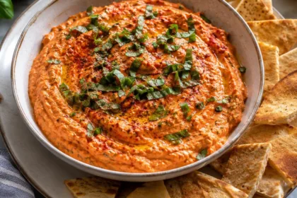 Whipped Feta and Roasted Red Pepper Dip for Game Day Appetizers