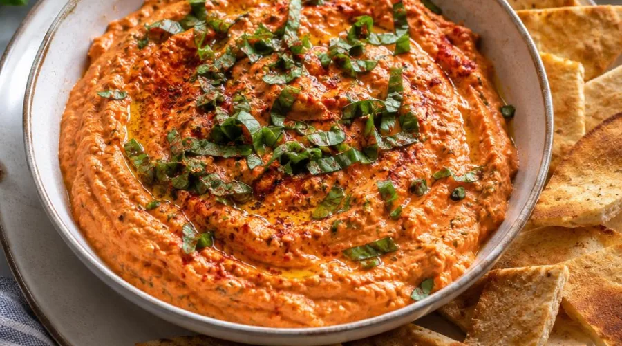 Whipped Feta and Roasted Red Pepper Dip for Game Day Appetizers