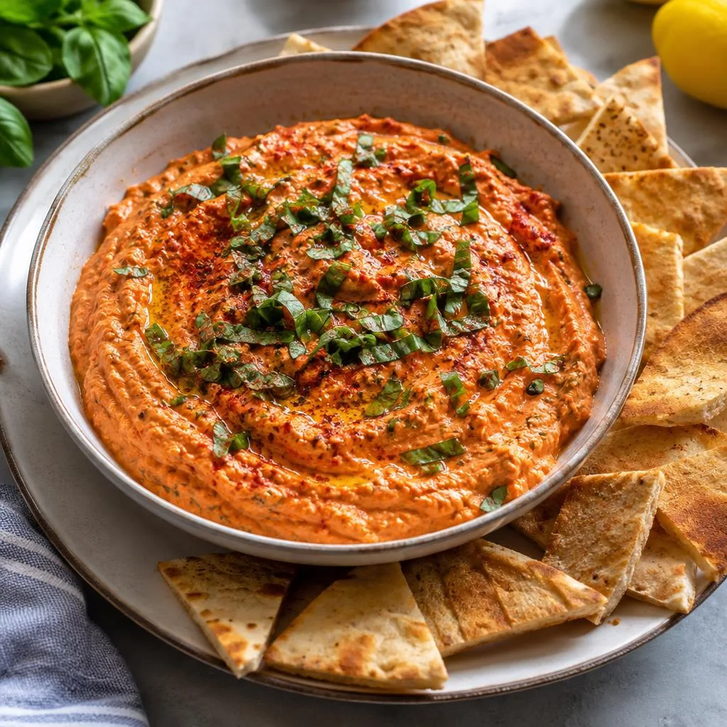 Whipped Feta and Roasted Red Pepper Dip for Game Day Appetizers